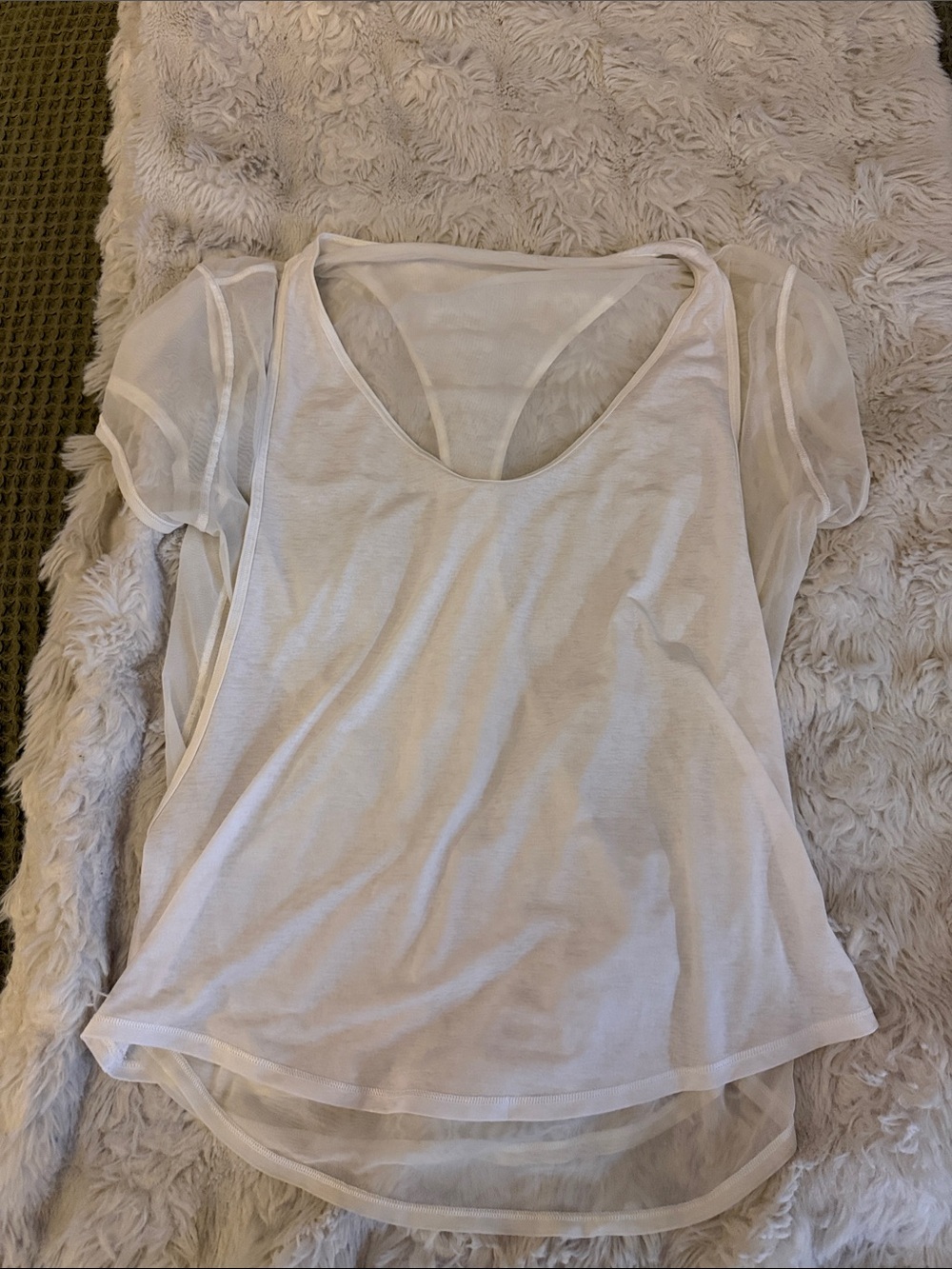 lululemon athletica White Sheer-Sleeve Scoop Neck Tee
